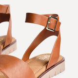 Nora Tan Faux Leather Flat Sandals