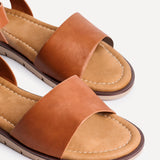 Nora Tan Faux Leather Flat Sandals