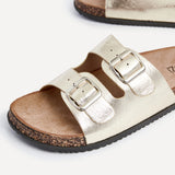 Northcote Gold Double Buckle Sandals