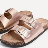 Northcote Rose Gold Double Buckle Sandals