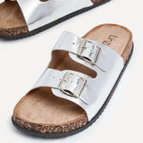 Northcote Silver Double Buckle Sandals