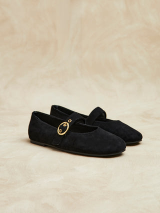 Nova Wide Fit Black Mary Jane Flats