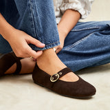 Nova Wide Fit Brown Mary Jane Flats
