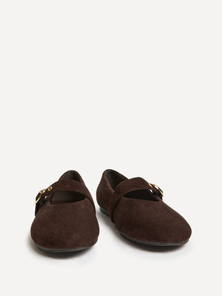 Nova Wide Fit Brown Mary Jane Flats