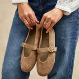 Nova Wide Fit Taupe Mary Jane Flats