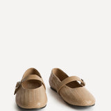 Nova Wide Fit Mocha Woven Mary Jane Flats