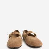 Nova Wide Fit Taupe Mary Jane Flats