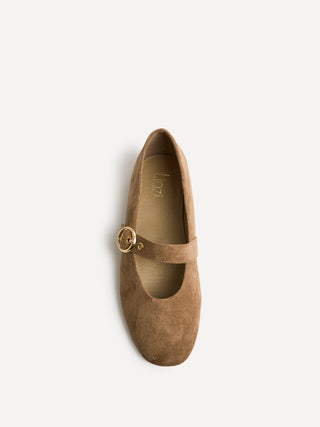 Nova Wide Fit Taupe Mary Jane Flats