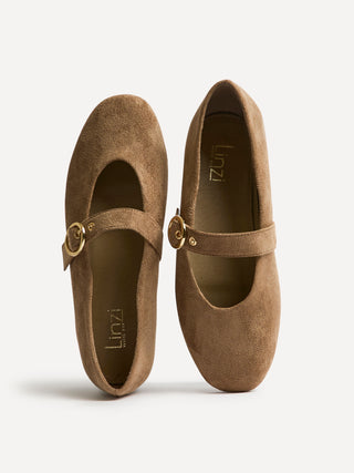 Nova Wide Fit Taupe Mary Jane Flats
