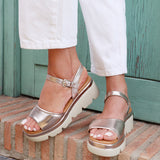 Nyla Rose Gold Platform Cleated Sandals
