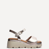 Nyla Rose Gold Platform Cleated Sandals