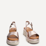 Nyla Rose Gold Platform Cleated Sandals