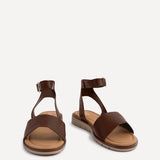 Nora Brown Faux Leather Flat Sandals