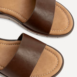 Nora Brown Faux Leather Flat Sandals
