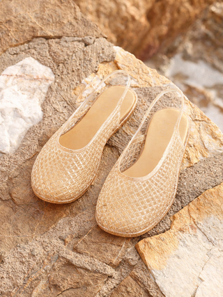 Oceana Nude Glitter Jelly Sling Back Sandals