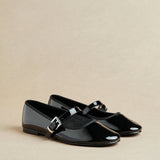 Odette Black Faux Patent Mary Jane Pumps