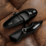 Odette Black Faux Patent Mary Jane Pumps