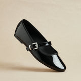 Odette Black Faux Patent Mary Jane Pumps