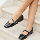 Odette Black Faux Patent Mary Jane Pumps