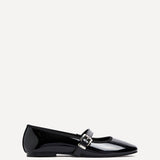Odette Black Faux Patent Mary Jane Pumps