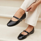 Odette Black Faux Leather Mary Jane Pumps
