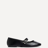 Odette Black Faux Leather Mary Jane Pumps