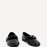 Odette Black Faux Leather Mary Jane Pumps
