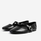 Odette Black Faux Leather Mary Jane Pumps