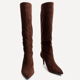 Onyx Brown Faux Suede Long Heeled Boots