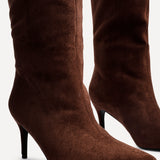 Onyx Brown Faux Suede Long Heeled Boots