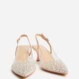 Opal Nude Perspex Embellished Court Heels