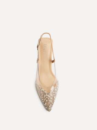 Opal Nude Perspex Embellished Court Heels