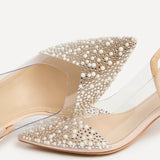 Opal Nude Perspex Embellished Court Heels