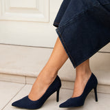 Opera Navy Faux Suede Court Heels