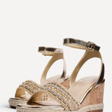 Ophelia Gold Cork Wedges