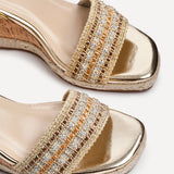 Ophelia Gold Cork Wedges