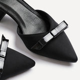 Orla Black Scuba Bow Detail Court Heels