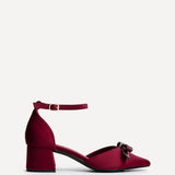 Orla Burgundy Scuba Bow Detail Court Heels