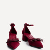 Orla Burgundy Scuba Bow Detail Court Heels