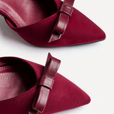 Orla Burgundy Scuba Bow Detail Court Heels