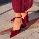 Orla Burgundy Scuba Bow Detail Court Heels