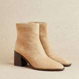 Orlando Beige Block Heeled Ankle Boots
