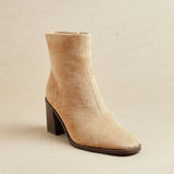 Orlando Beige Block Heeled Ankle Boots
