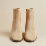 Orlando Beige Block Heeled Ankle Boots