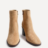 Orlando Beige Block Heeled Ankle Boots