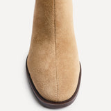 Orlando Beige Block Heeled Ankle Boots