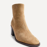 Orlando Beige Block Heeled Ankle Boots