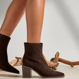 Orlando Brown Block Heeled Ankle Boots