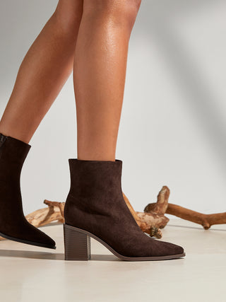 Orlando Brown Block Heeled Ankle Boots