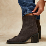 Orlando Grey Block Heeled Ankle Boots